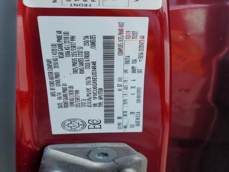 2014 Ford Escape მანქანა იყიდება აუქციონზე, vin: 1FMCU0GX6EUD34646, აუქციონის ნომერი: 50984276