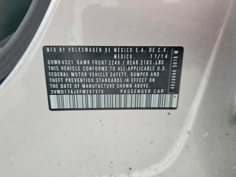 Aukcja sprzedaży 2015 Volkswagen Jetta, vin: 3VWD17AJ5FM267376, numer aukcji: 50708346