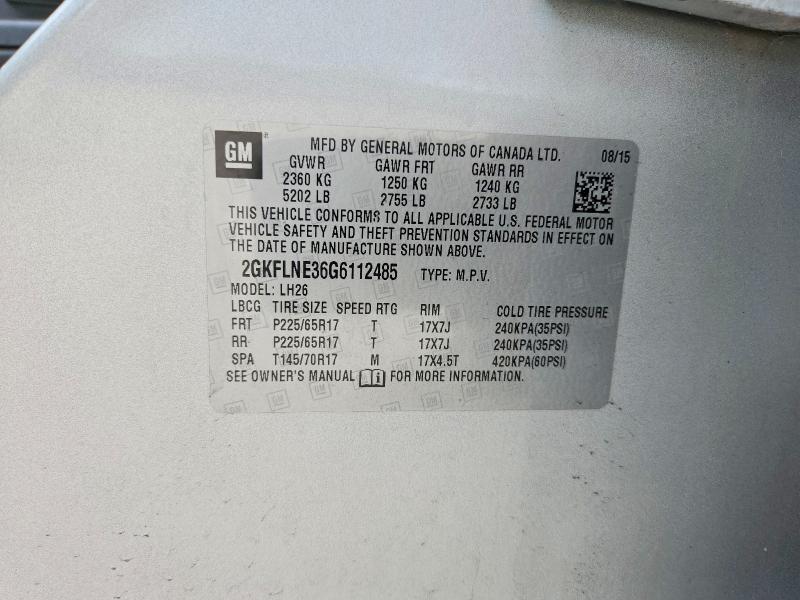 Aukcja sprzedaży 2016 Gmc Terrain, vin: 2GKFLNE36G6112485, numer aukcji: 51276596