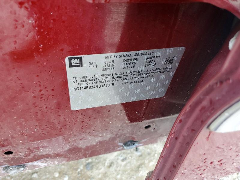 2017 Chevrolet Impala მანქანა იყიდება აუქციონზე, vin: 1G1145S34HU157315, აუქციონის ნომერი: 50660356