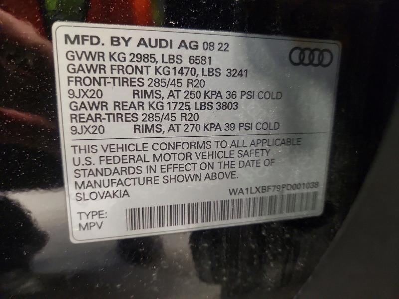 2023 Audi Q7 მანქანა იყიდება აუქციონზე, vin: WA1LXBF79PD001038, აუქციონის ნომერი: 49213256