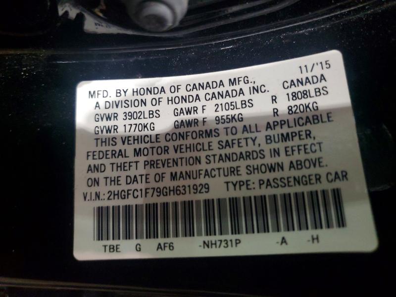 Aukcja sprzedaży 2016 Honda Civic, vin: 2HGFC1F79GH631929, numer aukcji: 46882286