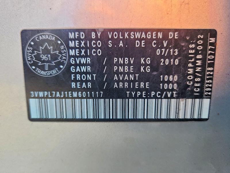 Aukcja sprzedaży 2014 Volkswagen Golf, vin: 3VWPL7AJ1EM601117, numer aukcji: 50437356