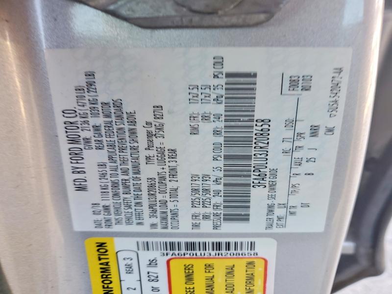 Продажа на аукционе авто 2018 Ford Fusion, vin: 3FA6P0LU3JR208658, номер лота: 48910106