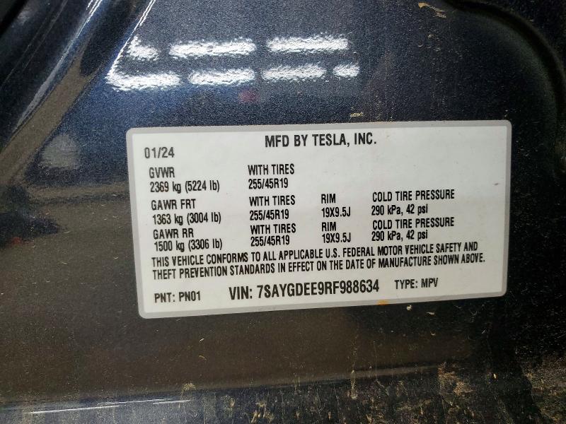 Aukcja sprzedaży 2024 Tesla Model Y, vin: 7SAYGDEE9RF988634, numer aukcji: 49219026
