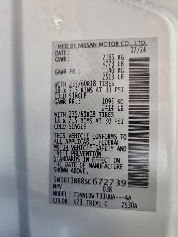 Aukcja sprzedaży 2025 Nissan Rogue, vin: 5N1BT3BB8SC672739, numer aukcji: 50167576