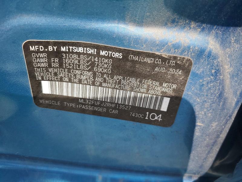 Aukcja sprzedaży 2024 Mitsubishi Mirage, vin: ML32FUFJ2RHF13527, numer aukcji: 50365026