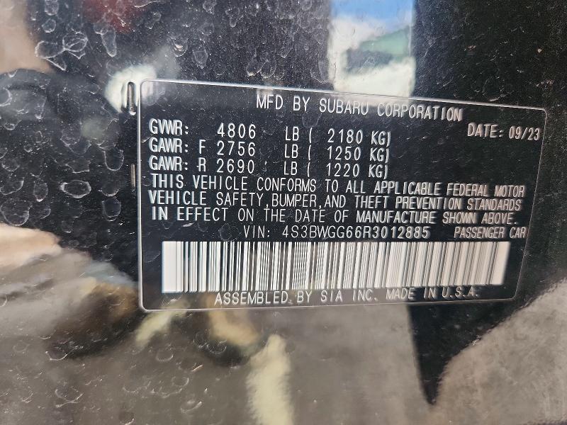 Aukcja sprzedaży 2024 Subaru Legacy, vin: 4S3BWGG66R3012885, numer aukcji: 49902056
