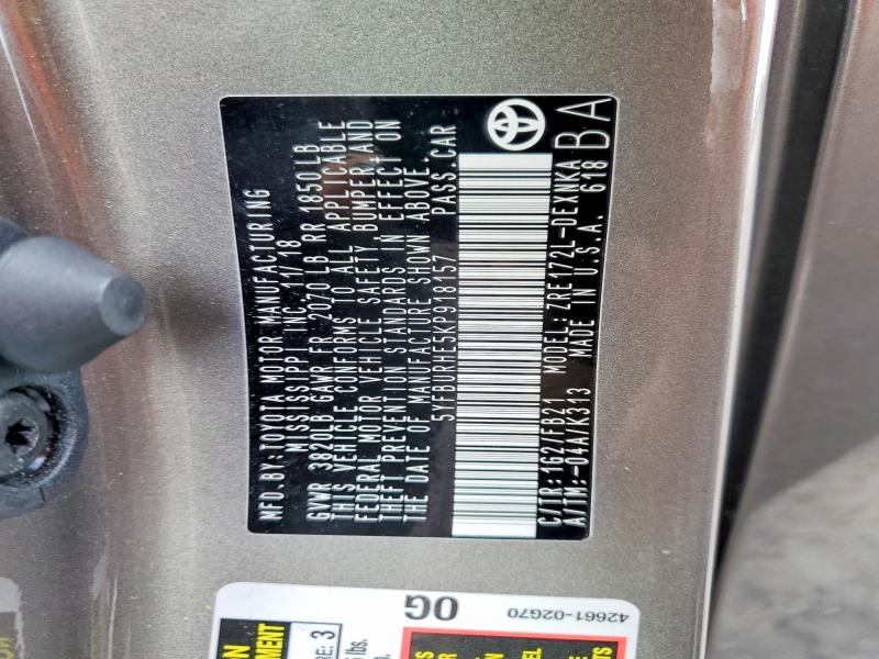 48709686 :رقم المزاد ، 5YFBURHE5KP918157 vin ، 2019 Toyota Corolla مزاد بيع