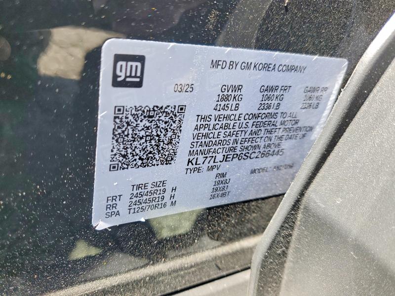 50239656 :رقم المزاد ، KL77LJEP6SC266445 vin ، 2025 Chevrolet Trax مزاد بيع