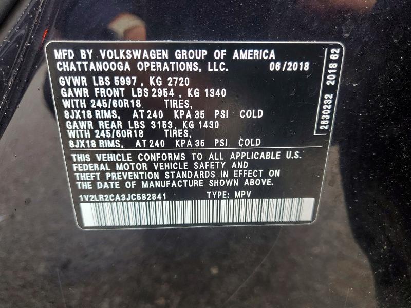 2018 Volkswagen Atlas მანქანა იყიდება აუქციონზე, vin: 1V2LR2CA3JC582841, აუქციონის ნომერი: 50497576