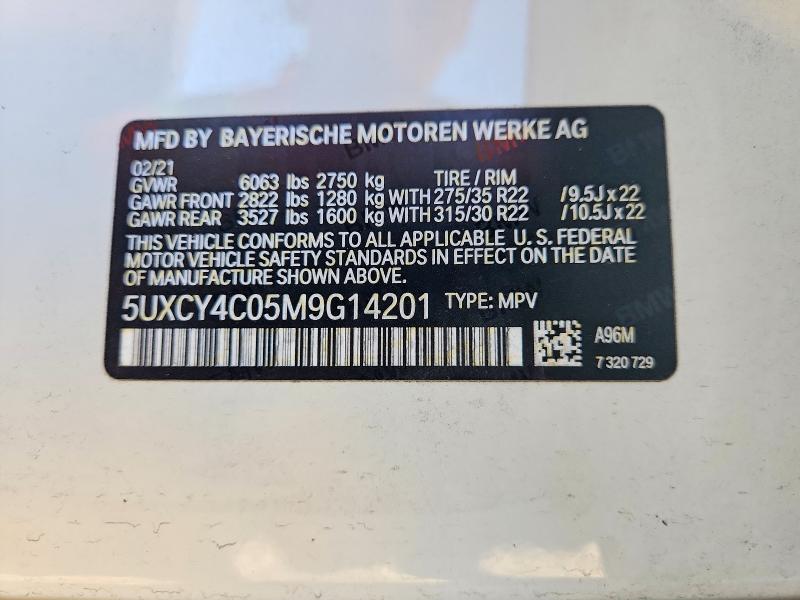 50092016 :رقم المزاد ، 5UXCY4C05M9G14201 vin ، 2021 Bmw X6 مزاد بيع