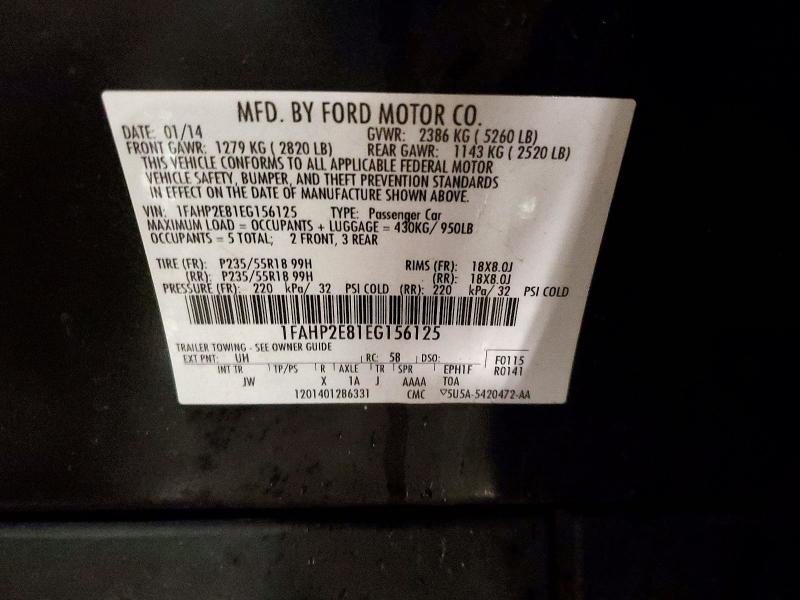 Продаж на аукціоні авто 2014 Ford Taurus, vin: 1FAHP2E81EG156125, номер лоту: 50335796