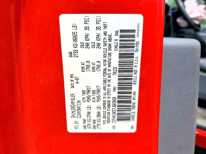 2007 Dodge Ram 1500 მანქანა იყიდება აუქციონზე, vin: 1D7HA16K57J603020, აუქციონის ნომერი: 49388846