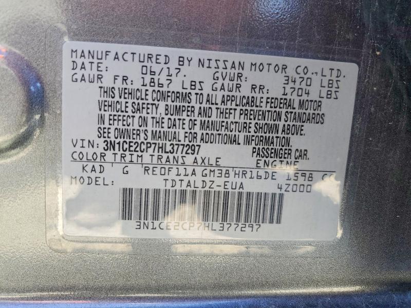 49683336 :رقم المزاد ، 3N1CE2CP7HL377297 vin ، 2017 Nissan Versa Note مزاد بيع