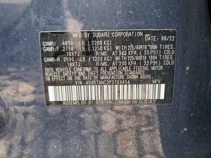 Aukcja sprzedaży 2023 Subaru Outback, vin: 4S4BTANC2P3104454, numer aukcji: 48300716