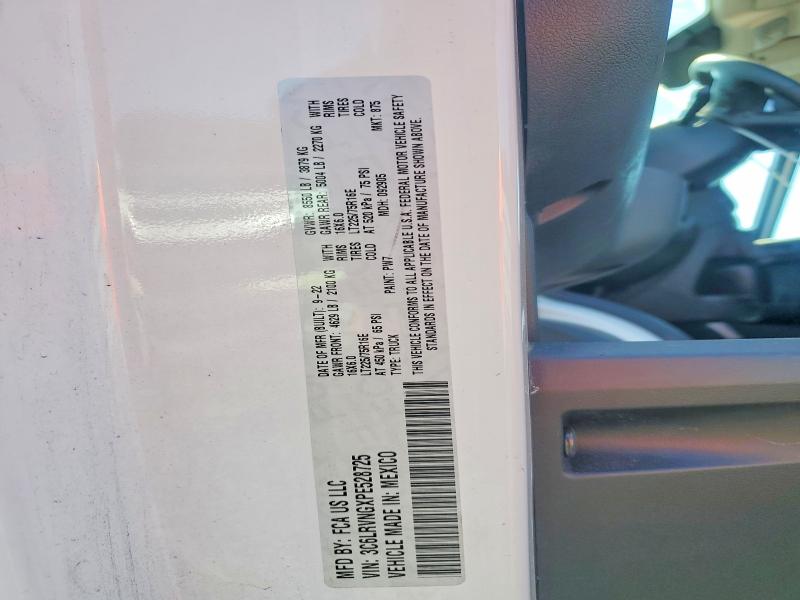 2023 Ram Promaster 1500 მანქანა იყიდება აუქციონზე, vin: 3C6LRVNGXPE528725, აუქციონის ნომერი: 51406296