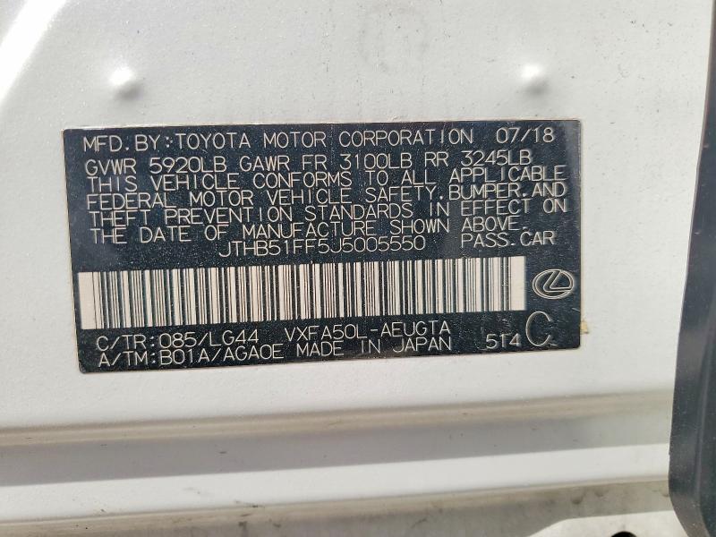 48685256 :رقم المزاد ، JTHB51FF5J5005550 vin ، 2018 Lexus Ls 500 مزاد بيع