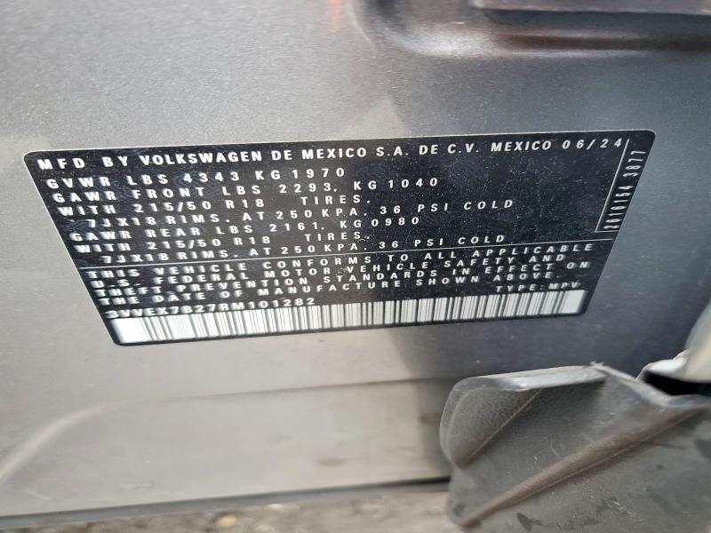 Auction sale of the 2024 Volkswagen Taos, vin: 3VVEX7B27RM101282, lot number: 48936786