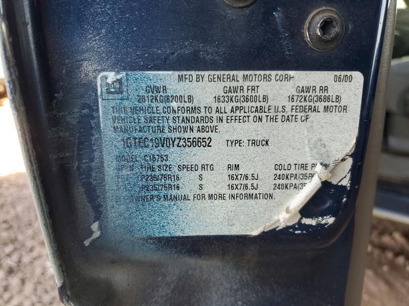 Aukcja sprzedaży 2000 Gmc New Sierra, vin: 1GTEC19V0YZ356652, numer aukcji: 50103246