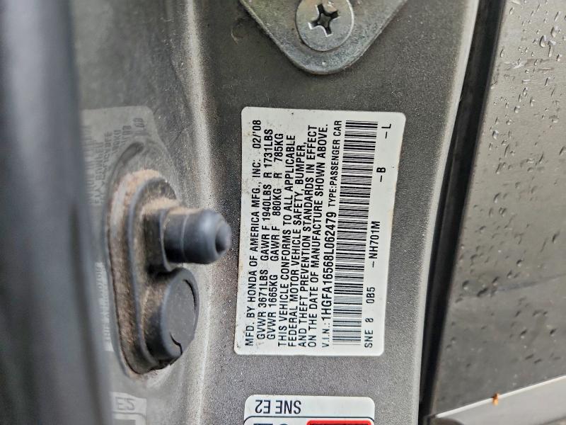 48248856 :رقم المزاد ، 1HGFA16568L062479 vin ، 2008 Honda Civic مزاد بيع