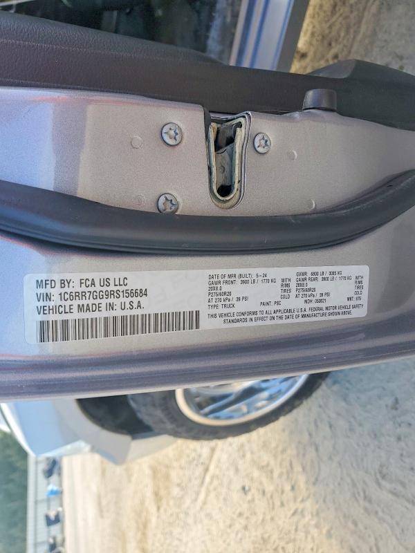 Продаж на аукціоні авто 2024 Ram 1500 Classic, vin: 1C6RR7GG9RS156684, номер лоту: 47949856
