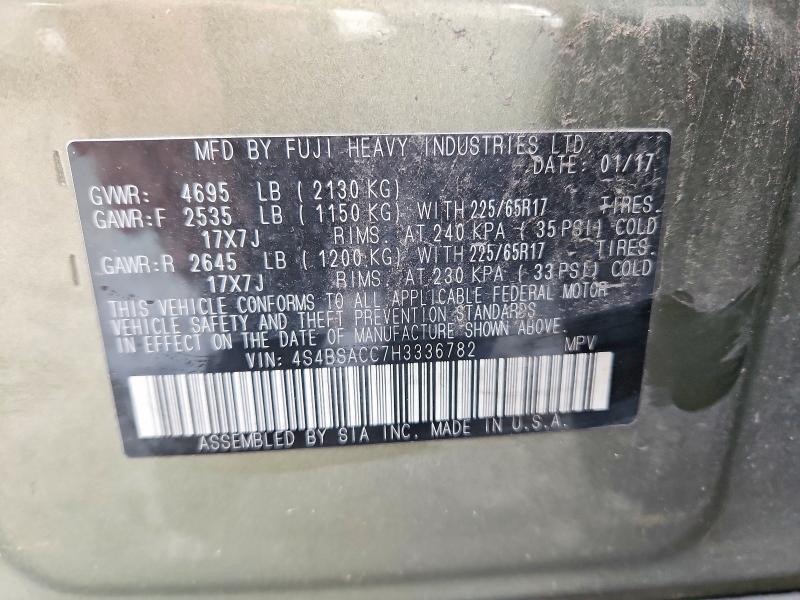 49480766 :رقم المزاد ، 4S4BSACC7H3336782 vin ، 2017 Subaru Outback مزاد بيع