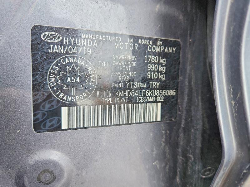 Aukcja sprzedaży 2019 Hyundai Elantra, vin: KMHD84LF6KU856086, numer aukcji: 47372066