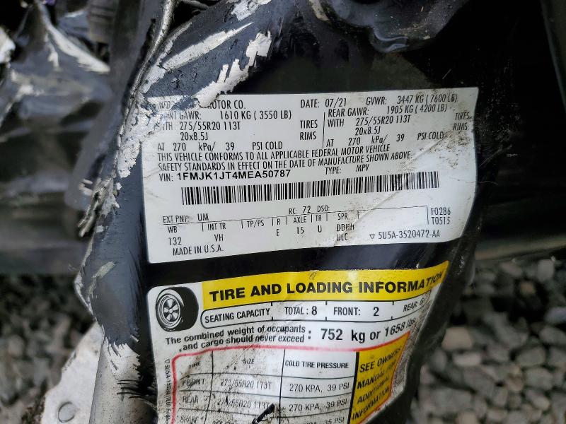 2021 Ford Expedition მანქანა იყიდება აუქციონზე, vin: 1FMJK1JT4MEA50787, აუქციონის ნომერი: 51487556