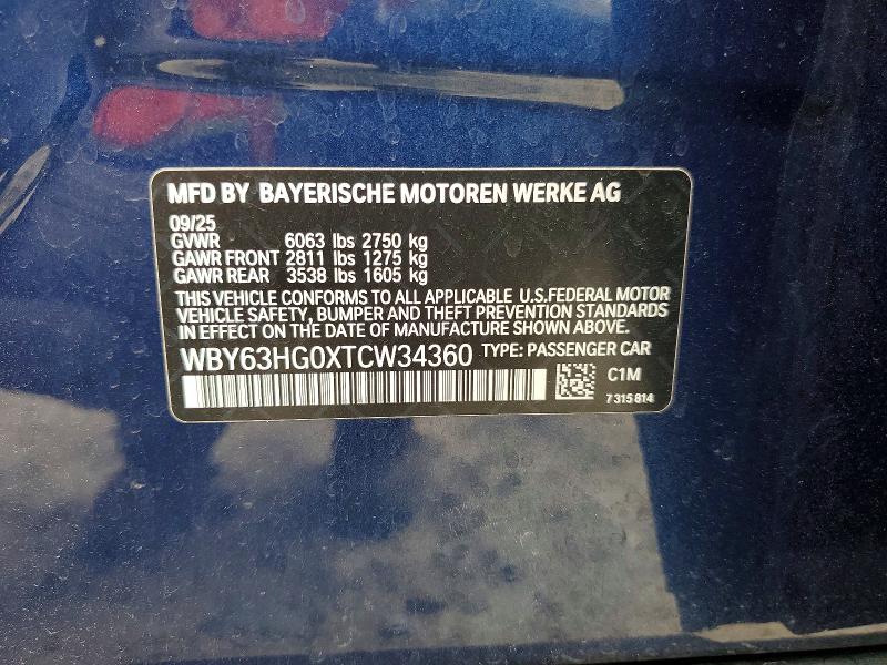Продаж на аукціоні авто 2026 Bmw I5, vin: WBY63HG0XTCW34360, номер лоту: 51077586