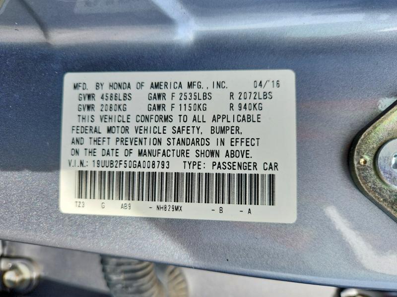 50073366 :رقم المزاد ، 19UUB2F50GA008793 vin ، 2016 Acura Tlx مزاد بيع