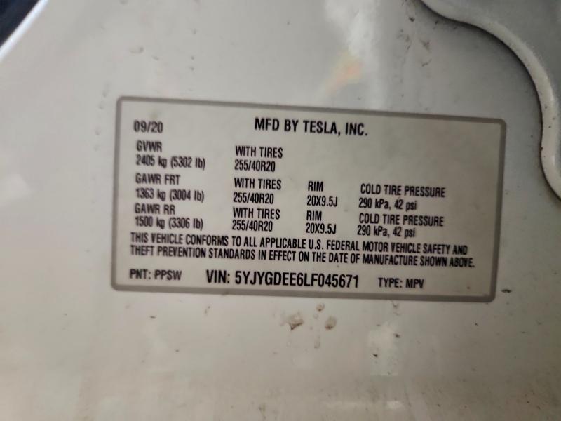 Aukcja sprzedaży 2020 Tesla Model Y, vin: 5YJYGDEE6LF045671, numer aukcji: 50469986