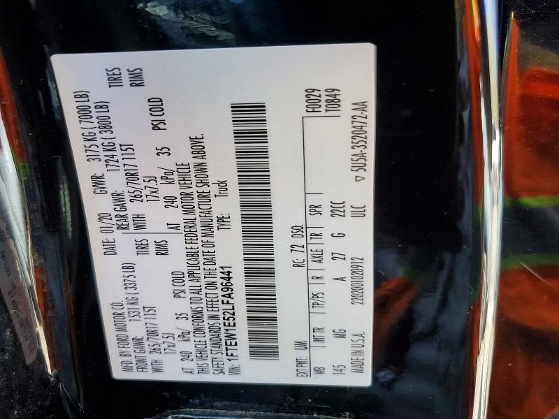 49232116 :رقم المزاد ، 1FTEW1E52LFA96441 vin ، 2020 Ford F150 مزاد بيع