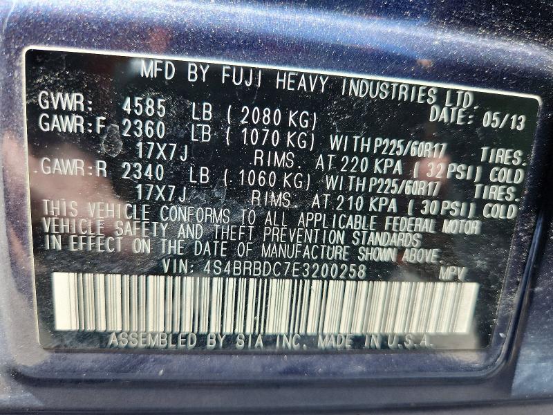 Aukcja sprzedaży 2014 Subaru Outback, vin: 4S4BRBDC7E3200258, numer aukcji: 50941096