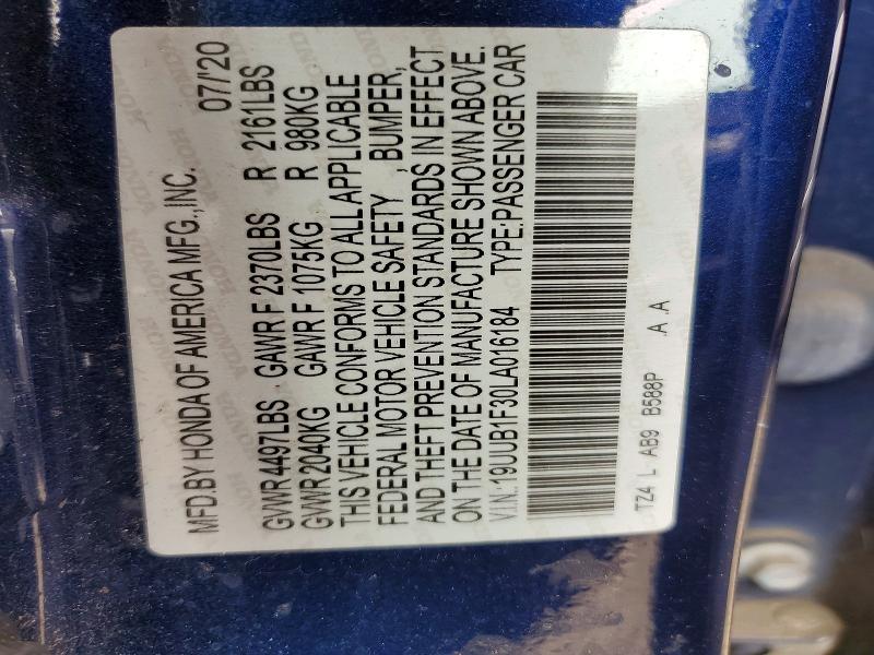 50014996 :رقم المزاد ، 19UUB1F30LA016184 vin ، 2020 Acura Tlx مزاد بيع