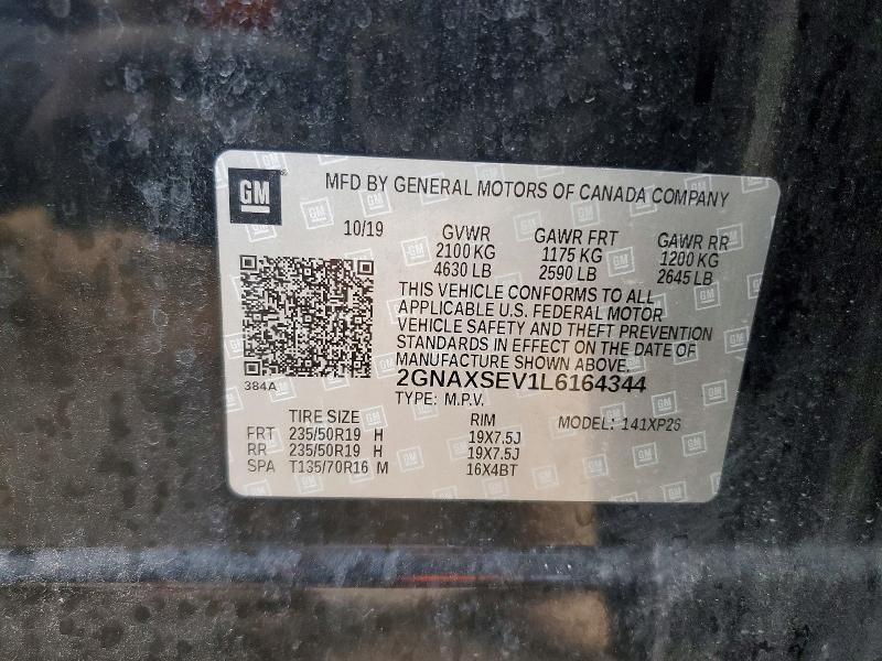 Продаж на аукціоні авто 2020 Chev Equinox, vin: 2GNAXSEV1L6164344, номер лоту: 51381806