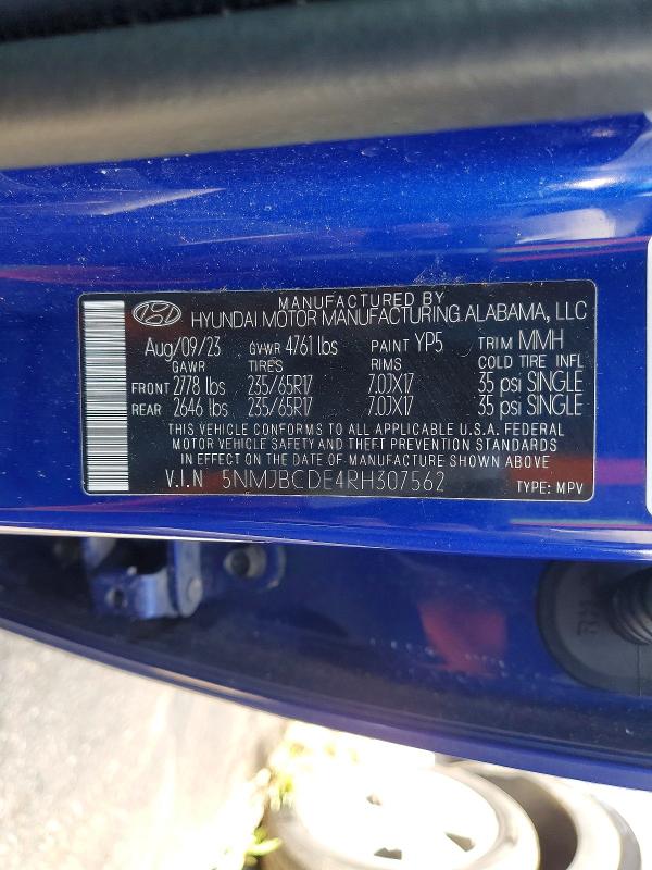 Продажа на аукционе авто 2024 Hyundai Tucson, vin: 5NMJBCDE4RH307562, номер лота: 50127016