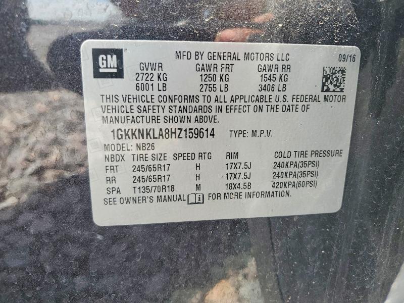 Aukcja sprzedaży 2017 Gmc Acadia, vin: 1GKKNKLA8HZ159614, numer aukcji: 50716796