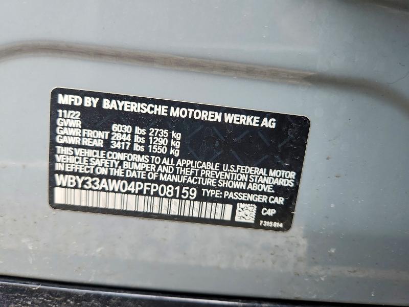 Продаж на аукціоні авто 2023 Bmw I4, vin: WBY33AW04PFP08159, номер лоту: 47729116