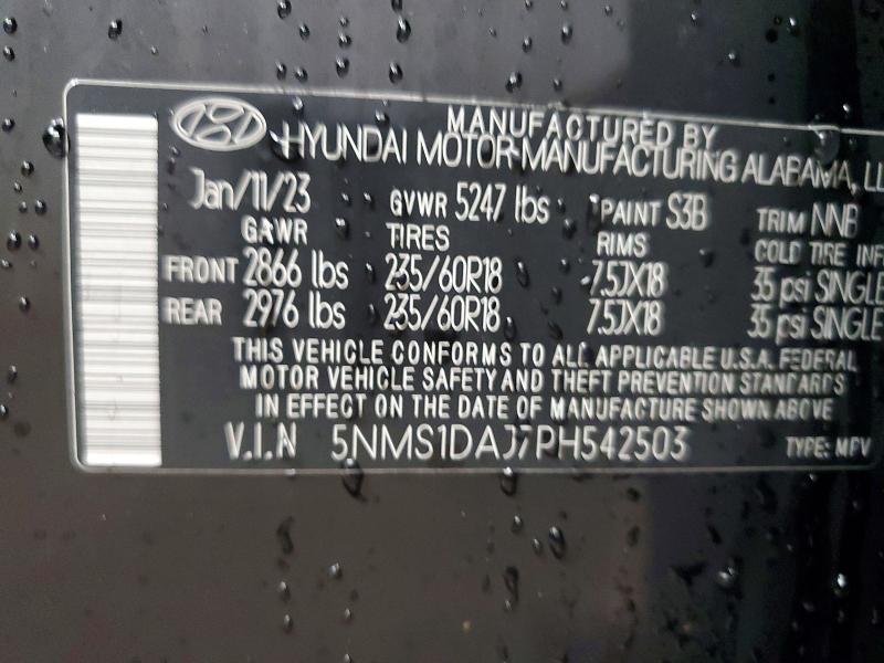 Продажа на аукционе авто 2023 Hyundai Santa Fe, vin: 5NMS1DAJ7PH542503, номер лота: 49045856