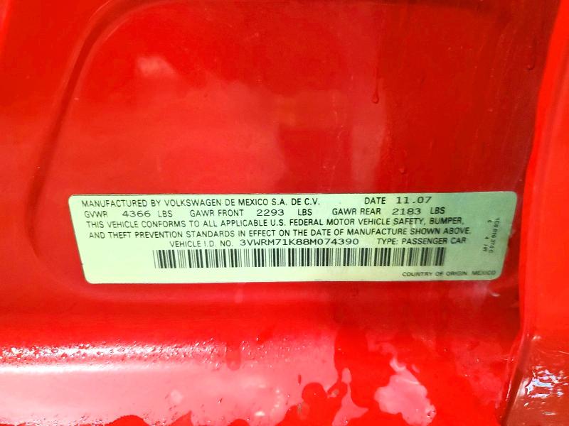 Aukcja sprzedaży 2008 Volkswagen Jetta, vin: 3VWRM71K88M074390, numer aukcji: 51477166