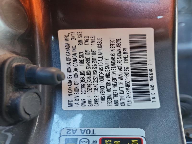 51096126 :رقم المزاد ، 2HKRM4H55DH601352 vin ، 2013 Honda Cr-v مزاد بيع