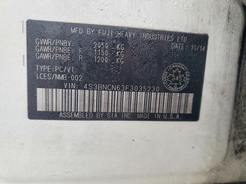 Aukcja sprzedaży 2015 Subaru Legacy, vin: 4S3BNCN63F3035230, numer aukcji: 49480386