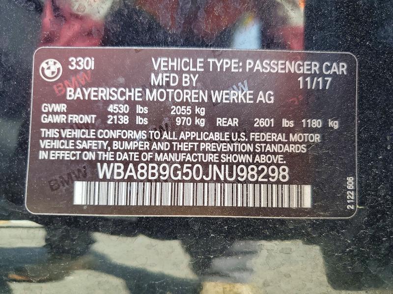 Продажа на аукционе авто 2018 Bmw 330, vin: WBA8B9G50JNU98298, номер лота: 49162606