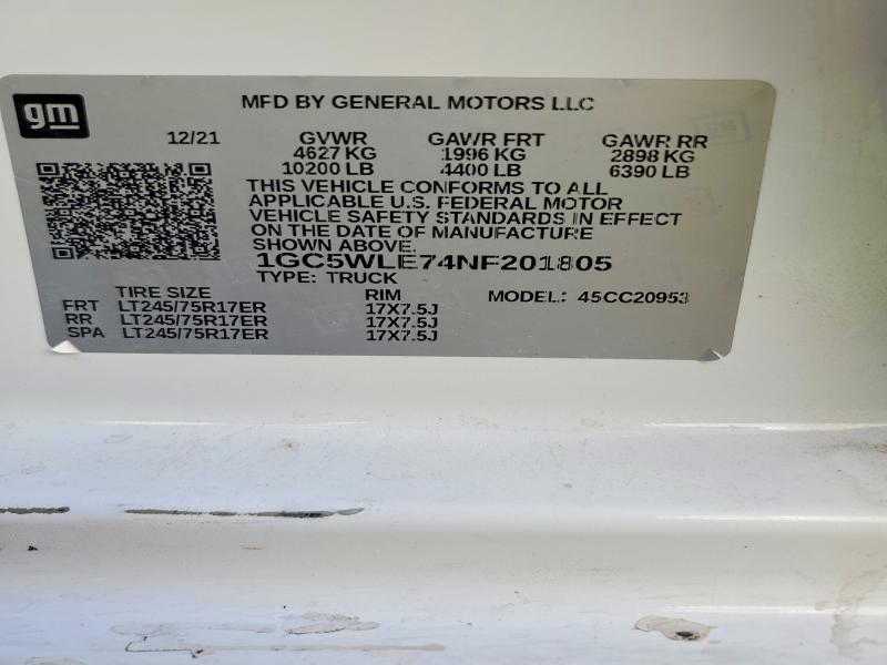 Продаж на аукціоні авто 2022 Chevrolet Silverado, vin: 1GC5WLE74NF201805, номер лоту: 50254806
