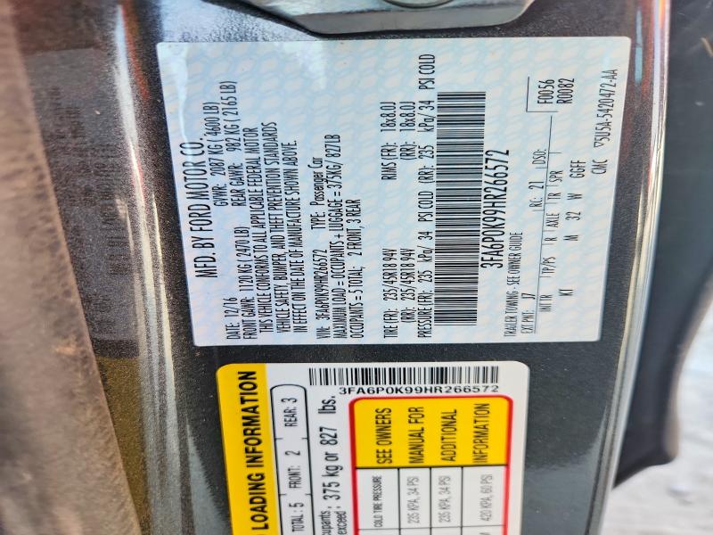 Продаж на аукціоні авто 2017 Ford Fusion, vin: 3FA6P0K99HR266572, номер лоту: 51256616
