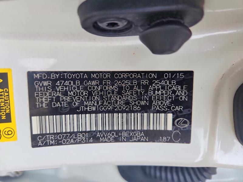 Продаж на аукціоні авто 2015 Lexus Es 300h, vin: JTHBW1GG9F2092186, номер лоту: 48438686