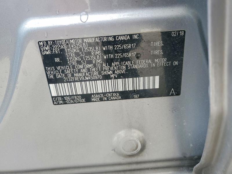 49863086 :رقم المزاد ، 2T3ZFREV9JW450970 vin ، 2018 Toyota Rav4 مزاد بيع