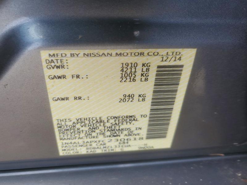 Продажа на аукционе авто 2015 Nissan Altima, vin: 1N4AL3APXFC230618, номер лота: 49332926