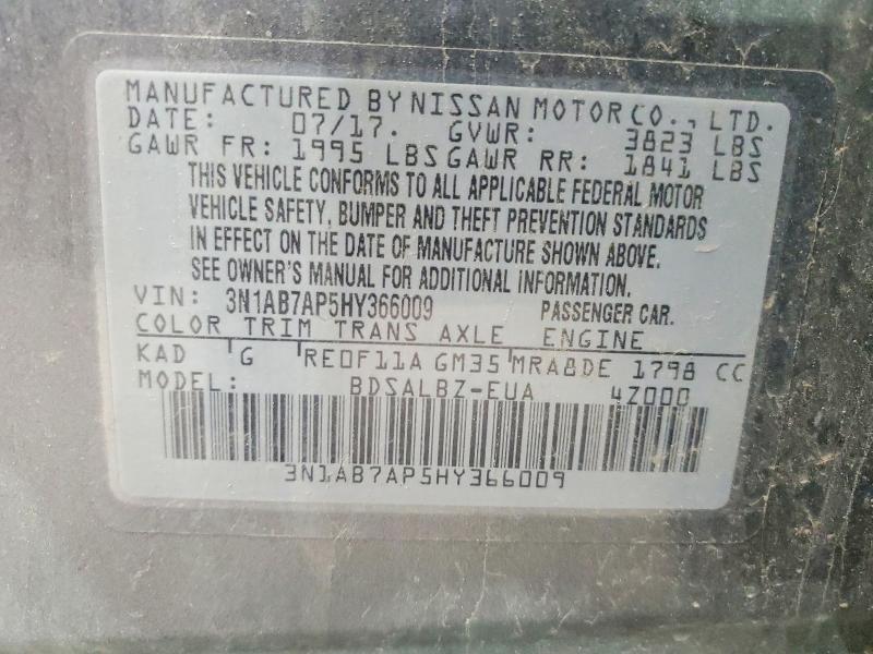 48966026 :رقم المزاد ، 3N1AB7AP5HY366009 vin ، 2017 Nissan Sentra مزاد بيع